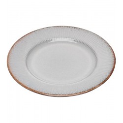 Prato 20,5cm Para Sobremesa De Cerâmica Linear Cinza